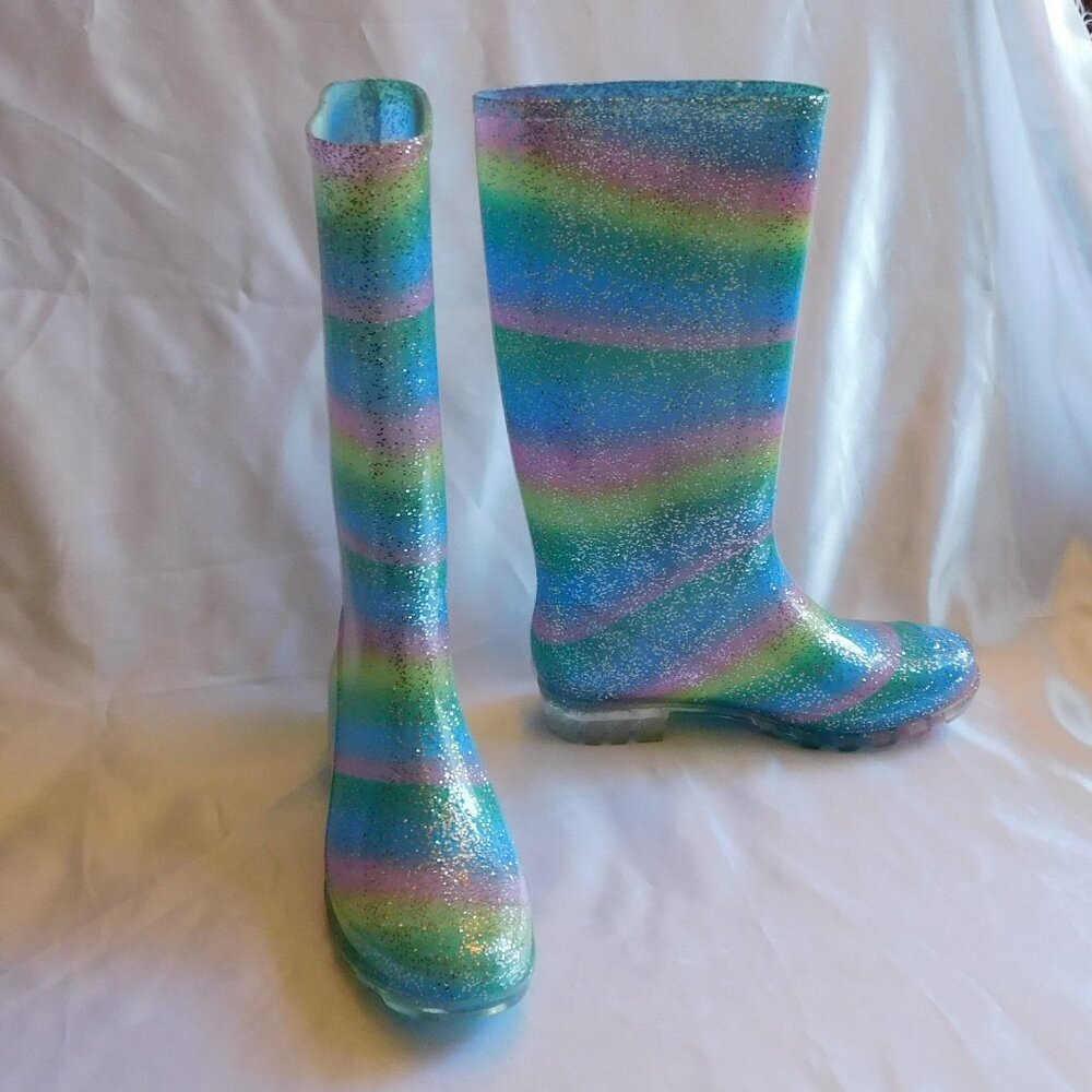 Girls Size 9 Rainbow Glitter Rainboots by Landchief